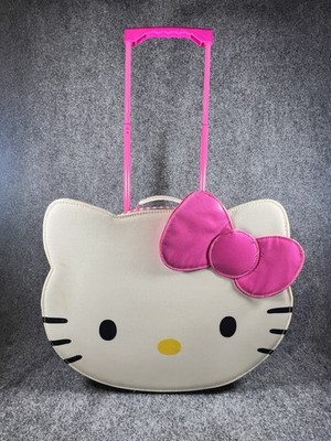Hello Kitty Face Rolling Vinyl Travel Bag 18x14.5 by Sanrio ***Rare Find ***