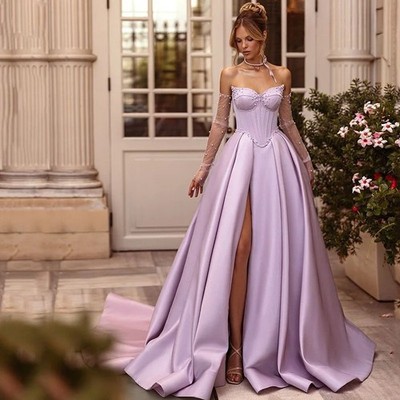 Purple Prom Dress Off The Shoulder Backless Party Gowns Sweetheart Evening  Dress | eBay