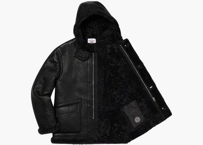 Supreme/stone Island Hand-painted Hooded Shearling Jacket Black | eBay