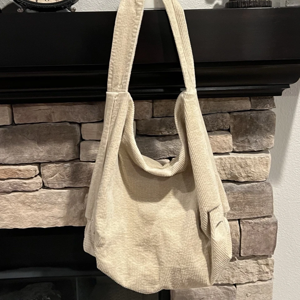 Mujeres/Hombres Bolso de Pana Bolso de Hombro Ancho Informal Bolso de Mano Shopper Foto 2 de 4