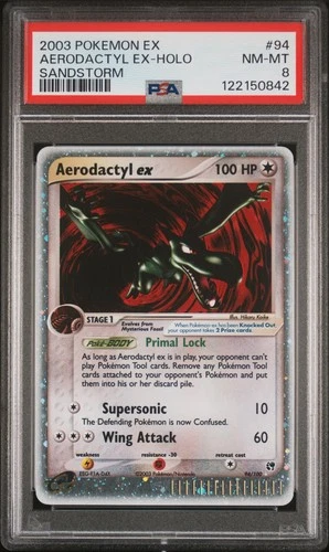 Pokemon EX Sandstorm Aerodactyl ex 94/100 PSA 8