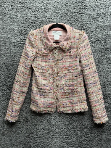 Giacca CHANEL 04P fantasia tweed ensemble rosa taglia 38 P23760