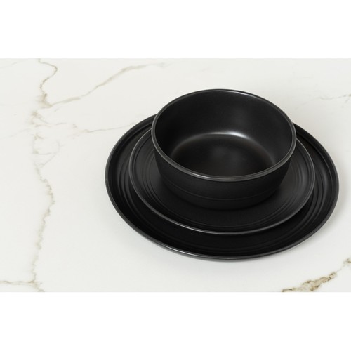16 Piece Black Stoneware Dinnerware Set Microwave Dishwasher Safe Durable Modern - Afbeelding 6 van 10