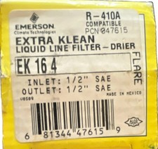 Filtro-Drier Emerson Extra Klean Line Liquid Line EK164 1/2 in SAE R-410A