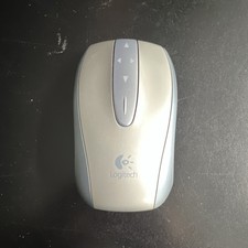 Logitech Silver Wireless Optical Mouse USB Ergonomic Touch Scroll Carrying Case
