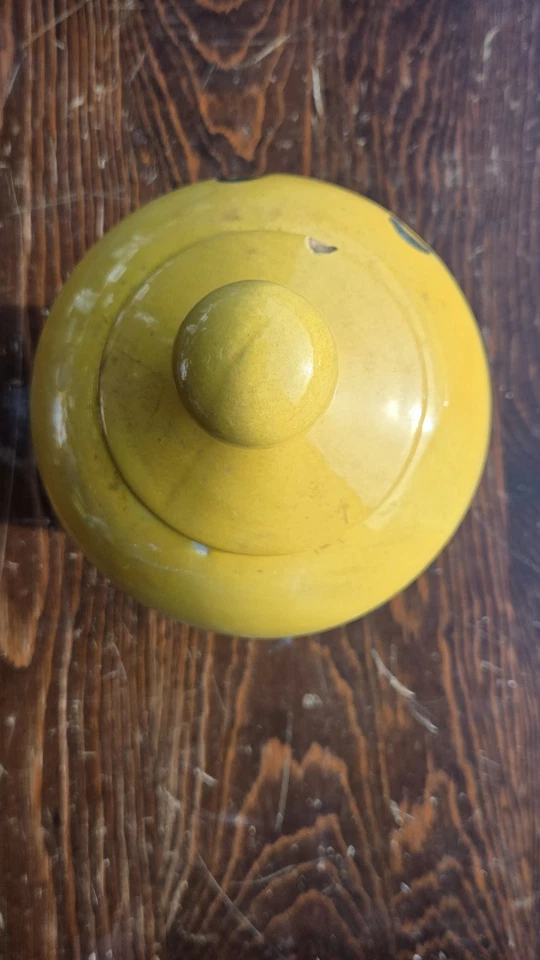 VTG McCoy Cookie Jar “Have A Happy Day” Smiley Face USA Pottery Yellow - Image 4 of 4