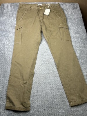 Gant Rugger Hugger Tan Khaki Twill Cargo Slim Carpenter Pants New Size 36/32