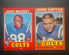 1971 Topps #1 John Unitas + #175 John Mackey Colts HOF lot VG-EX