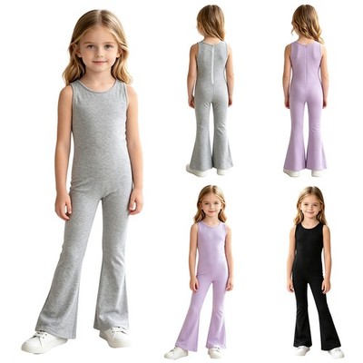 Kids Girls Romper Nightwear Leotard Anti-Strip Overalls Soft Jumpsuit Playwear