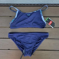 TYR Women's Patriot Blue Shale Diamondback Workout Bikini Size M NEW 