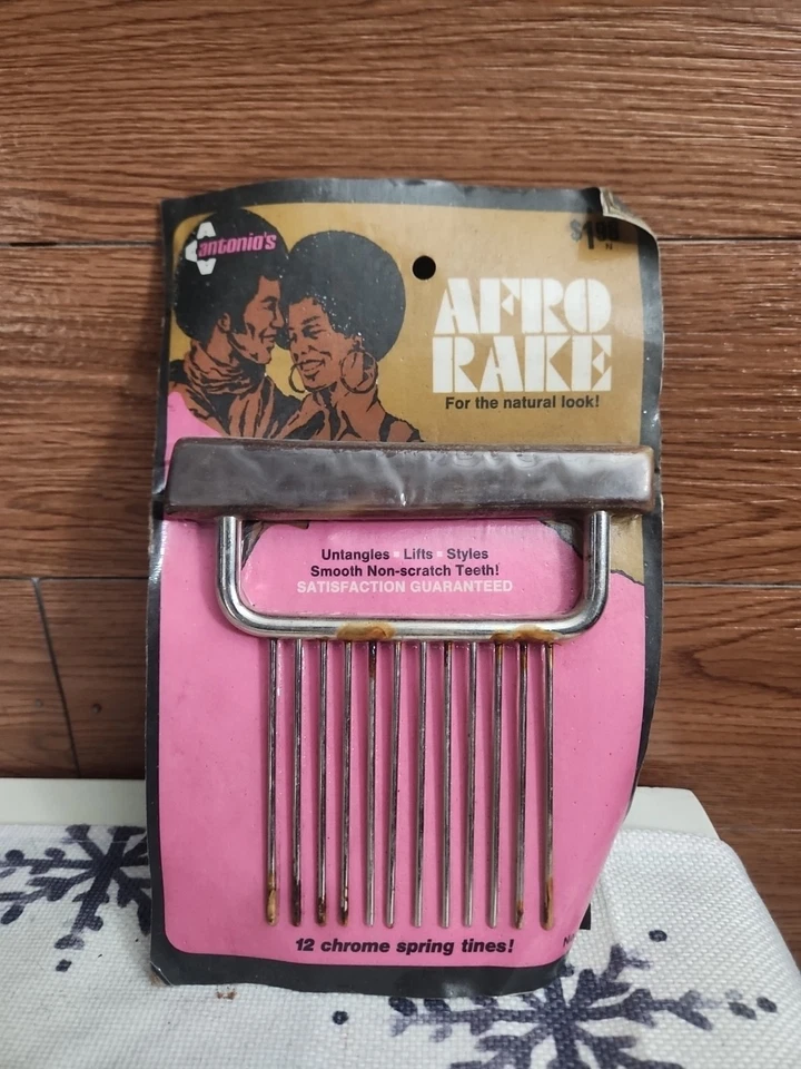 Rastrillo Afro Ancho Antonio 12 Dientes Cromo Vintage Antiguo Años 70 Altoona PA 810C Foto 2 de 4