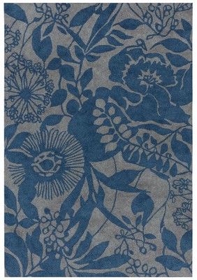 Handmade Woolen rug,  Blue Grey,  Floral Area Rug, Premium Wool