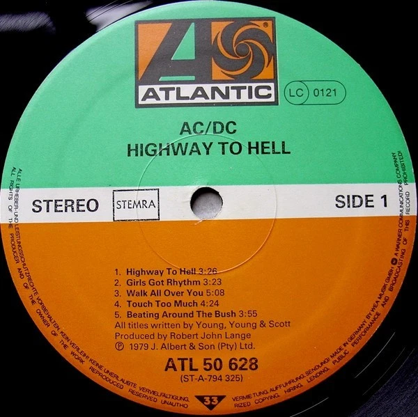 AC/DC Highway to Hell LP Atlantic ATL 50 628 1st Netherlands 1979 EX/EX+