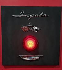 1961 Chevy Impala Backup Reverse Lens Emblems Lighted Garage Wall Art Man Cave