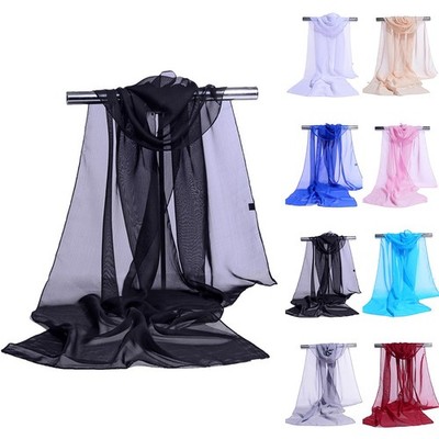 Schlichter Chiffon transparenter Stola Schal für Frauen Mode Headwrap Halstüch