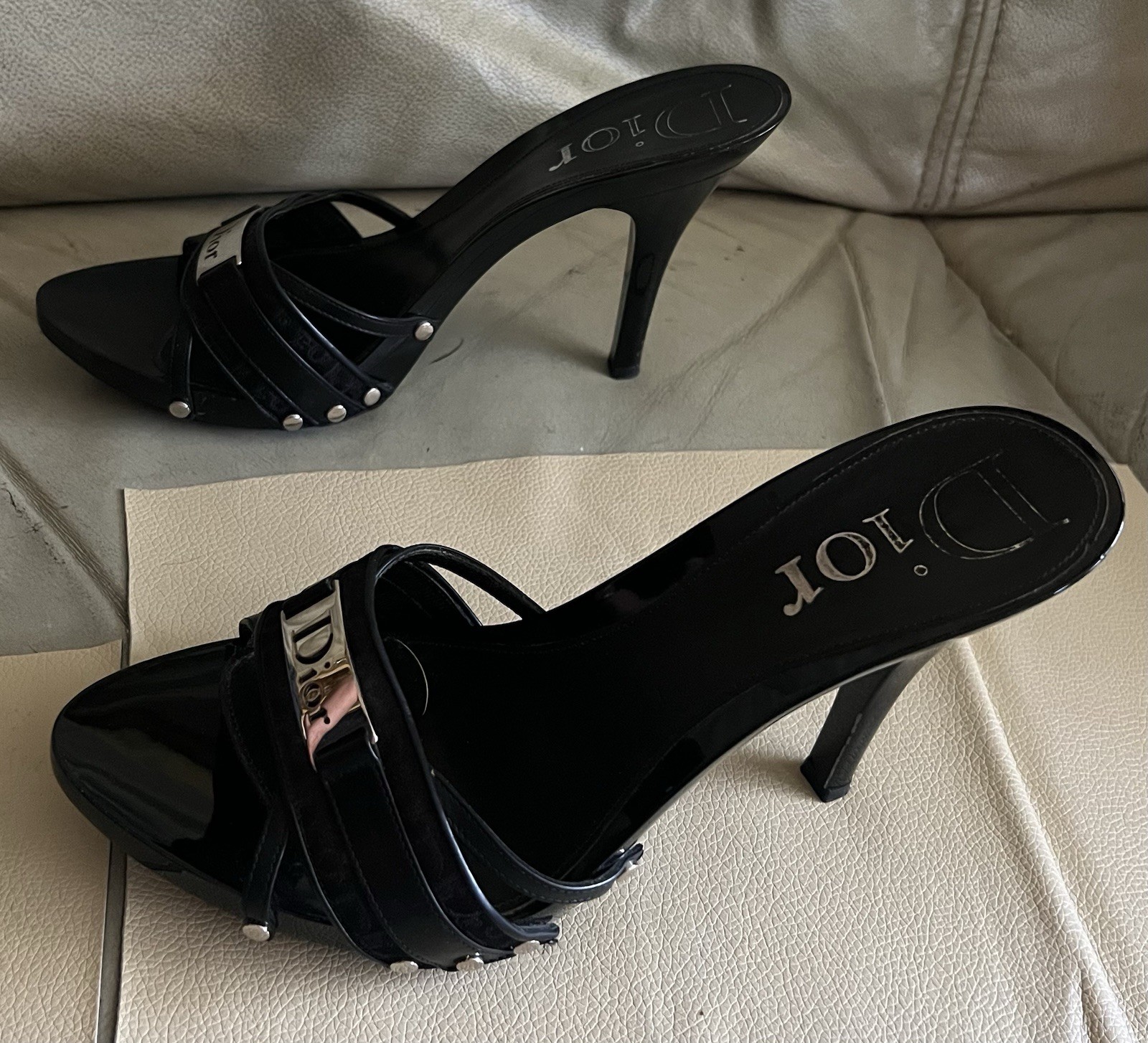 Christian DIOR Y2K Vintage John Galliano Black  High Heel Mule Sandals 38 Us 8 thumbnail 4