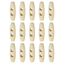 15pcs Wooden Toggle Buttons 40mm Double Hole Olive Sewing Button, Natural Color
