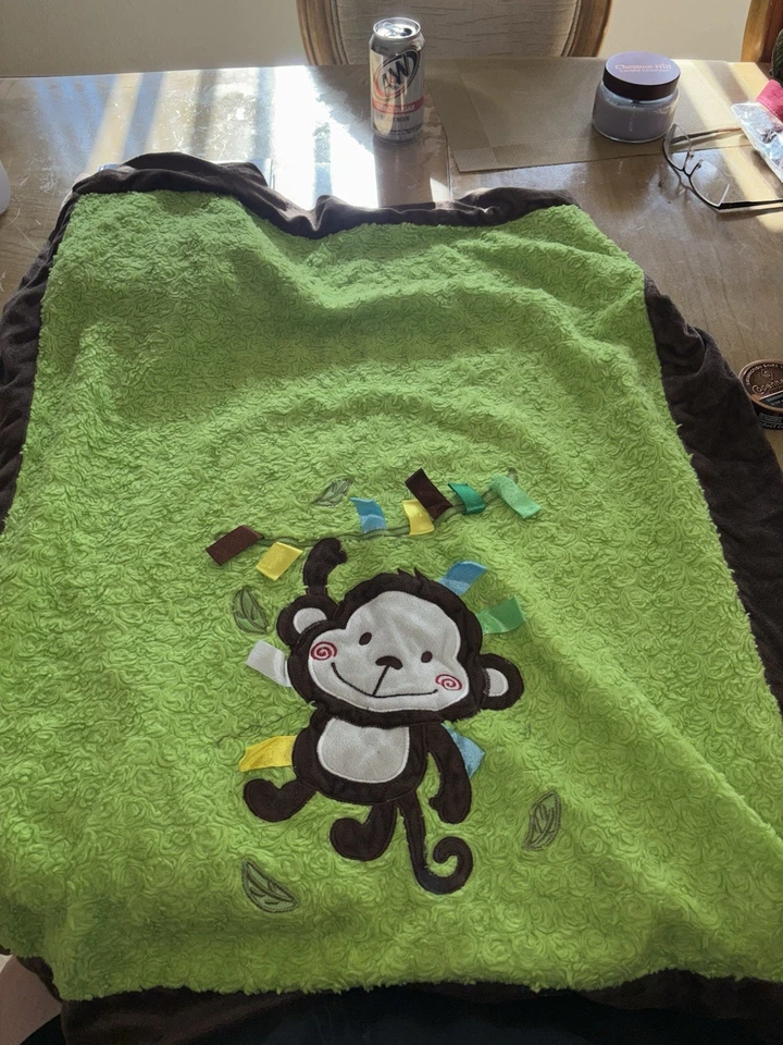 Mary Meyer Taggies Monkey Baby Lovey Green Brown Security Blanket NURSERY - Image 4 of 4