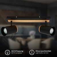 Deckenlampe 2 Flammig Schwenkbar GU10 Deckenstrahler 50Cm Metall Schwarz Holz