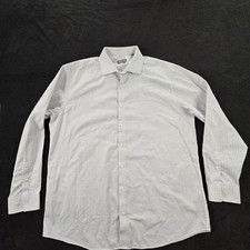 Kenneth Cole Reaction White Long Sleeve Cotton Button-Up Shirt Men's 17 34-35