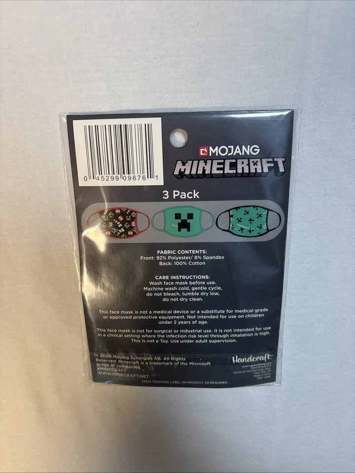Minecraft Washable Children’s Face Mask 3 pack 761 - Image 2 of 4