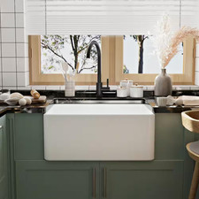 Perch White Fireclay 24 In. L X 18 In. W Rectangular Single Bowl Farmhouse Apron