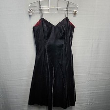 Vintage 90s Niki Red Black Velvet Gown Formal Spaghetti Strap Sz 6 Petite