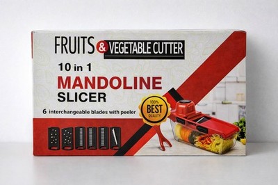  Mandoline Slicer Vegetable Cutter   Food Chopper with Container & Peeler   Red