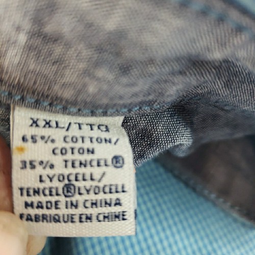 Tommy Bahama Shirt Jeans Island Crafted Modern Fit Button Mens XXL Blue Check - Picture 3 of 9