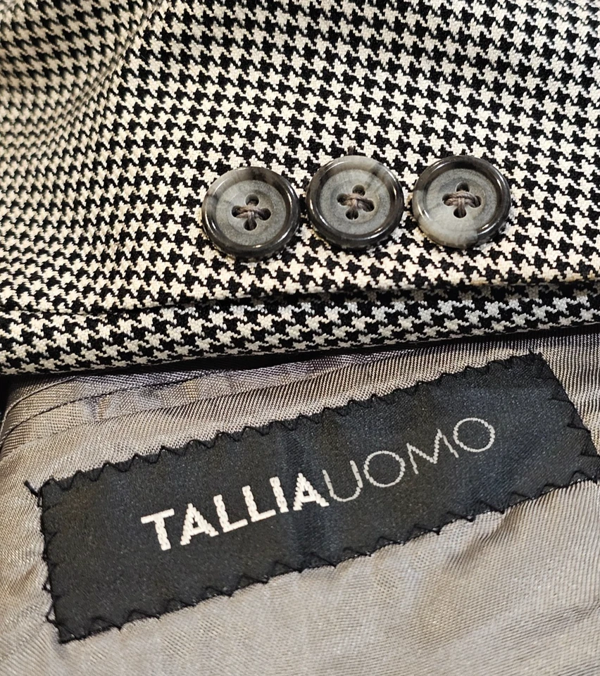 Chaqueta Blazer Tallia Uomo Carlanda Italia Pata de Gallo Seda Lana Cachemira 48R Foto 2 de 4