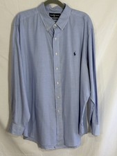 Ralph Lauren Men's Blue/White Check Long Sleeve Button Up Dress Shirt Sz 18