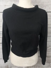 Field Manor Sweater Woman Medium Black Pullover Soft Cozy Rolled Hem Vintage