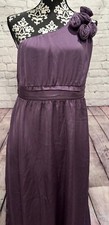 Women's Purple Satin Semi-Formal One Shoulder Rose Embellished Evening Gown 10