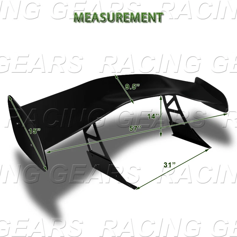 ALERÓN MALETERO TRASERO UNIVERSAL 57" WING GT ESTILO IMPRIMACIÓN NEGRO DOWN FORCE RACING Foto 3 de 4