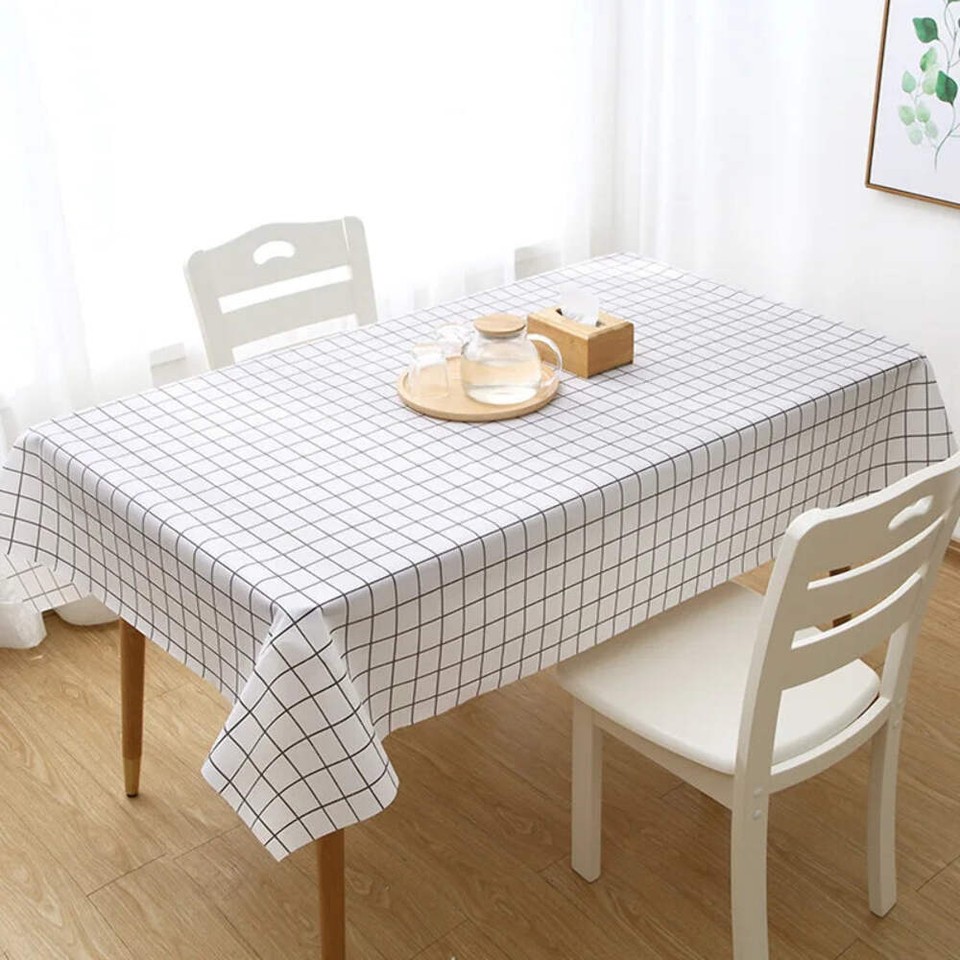 1pc 137X90CM Black And White PEVA Waterproof Oilproof Tablecloth Table