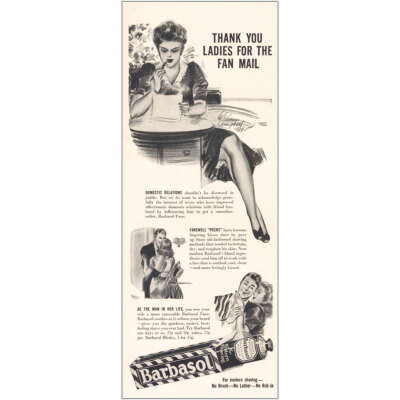 1941 Barbasol: Thank You Ladies For the Fan Mail Vintage Print Ad