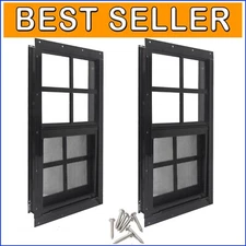 Weather-Resistant 2" x 8" Shed Windows with Easy Install Aluminum Frame - 2 Pack