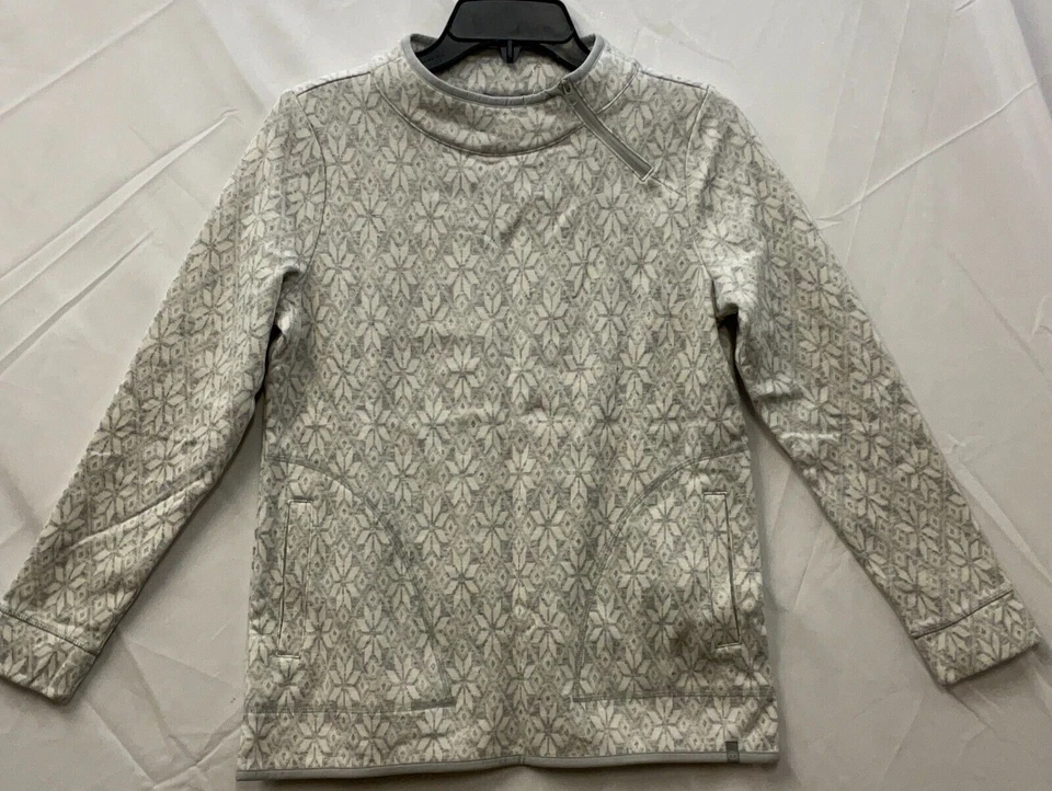 Moletom Pulôver Feminino T By Talbots Tamanho PS Cinza Floral Zíper Elástico - Imagem 2 de 4