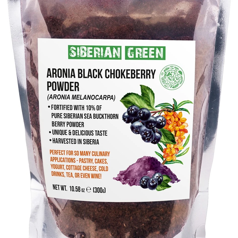 Té en polvo de bayas secas de chokeberry negro Aronia 300 g con espino cerval de mar salvaje Foto 2 de 4