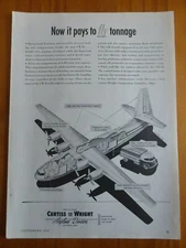 9/1947 PUB CURTISS-WRIGHT AIRPLANE CW-32 FREIGHTER CARGO ORIGINAL AD