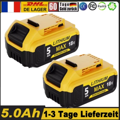 MARKENLOS 2x Pour batterie DeWalt 18V 5.0Ah XR Li-Ion DCB182 DCB205-2 DCB200-2 DCB184