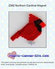 Northern Cardinal Bird Magnet-Plastic Canvas Pattern or Kit