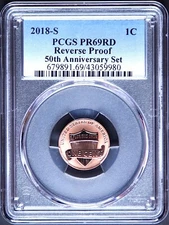 2018 S LINCOLN CENT PCGS REVERSE PR69RD 50th Anniversary Silver 1C Blue Label