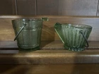 Vintage Green Mini Depression Glass Set Of 2! Bucket and coal scuttle!