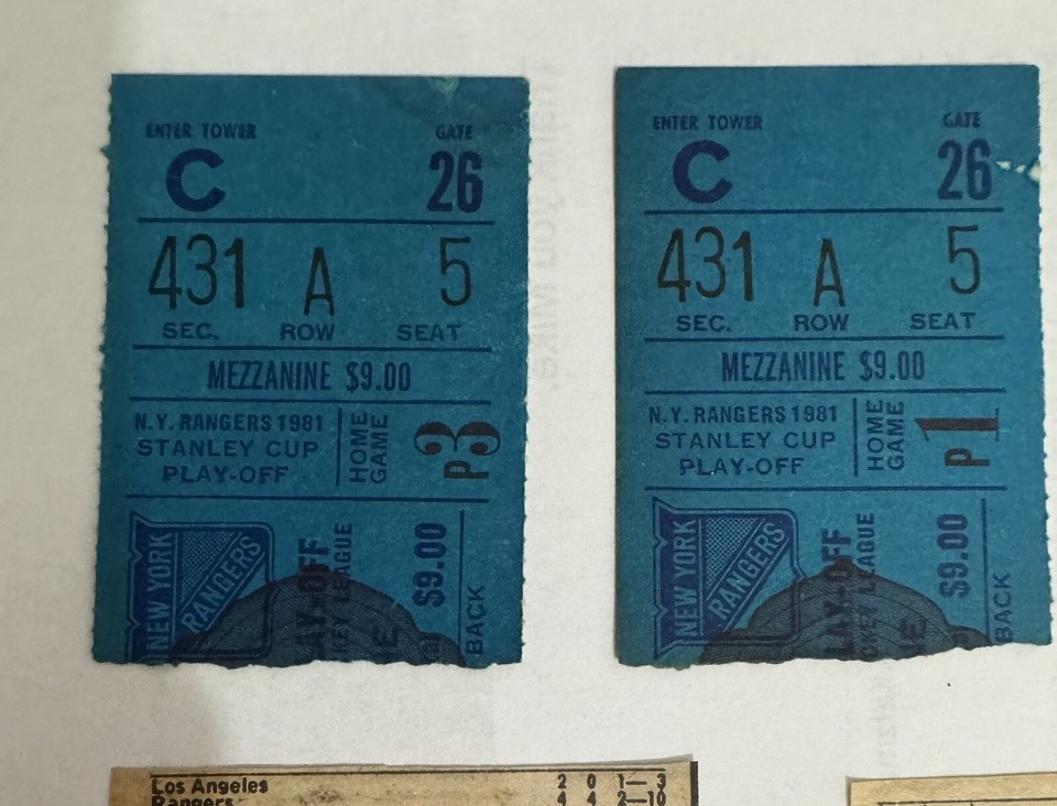 NY Rangers Playoff Ticket Stub Lot with new paper clippings 1980-81 ...