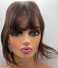 Hairro Straight 12in Human Hair Topper with Bangs 2.8"x5.1" Base Dark Brown