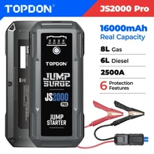 TOPDON 2500Amp USB Car Jump Starter Pack Booster Battery Charger Power Bank US