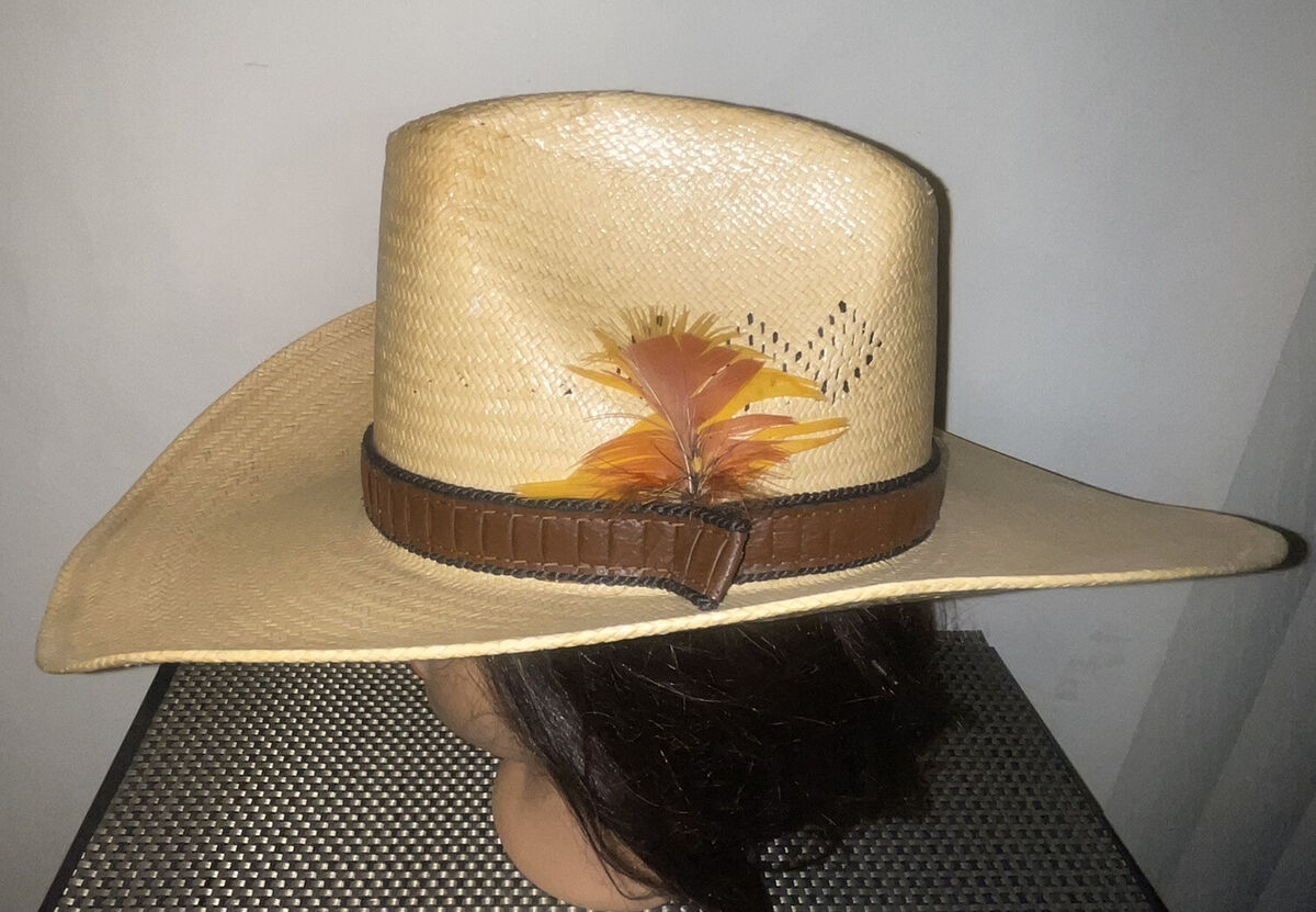 VINTAGE STETSON ROADRUNNER STRAW COWBOY HAT 6 7/8 BRICK VINTAGE STETSON ROADRUNNER STRAW COWBOY HAT 6 7/8 BRICK