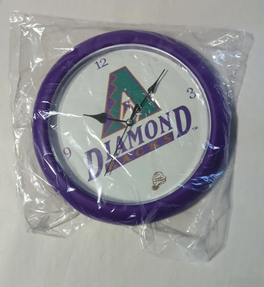 VINTAGE ARIZONA DIAMONDBACKS PURPLE 10" CLOCK 2003 SGA - TESTED - Image 3 of 3