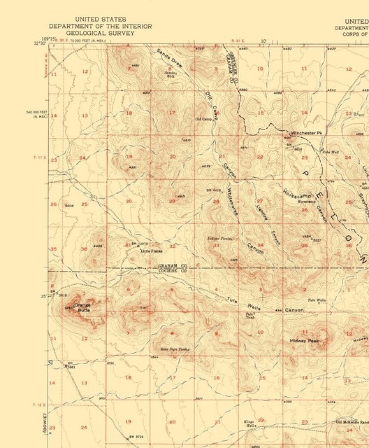 Topo Map San Simon Arizona Quad USGS 1950 23.00 x 27.85 eBay